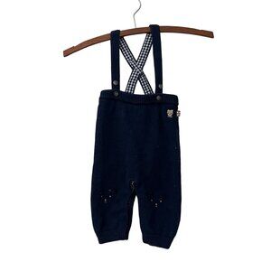 Sergent Major Baby Boy Blue Wool Blend Embroidered Bear Suspender Pants Size 12M
